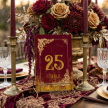 Antigo Bordeaux Vermelho e Dourado Elegante