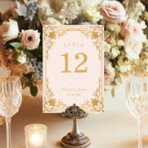 Antigo Ouro Rosa Vintage Ornado Elegante Casamento