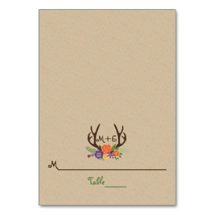 Numeração De Mesa Antlers & flores roxas alaranjadas que wedding o