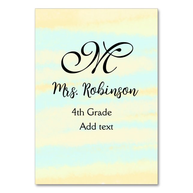 Numeração De Mesa apreciação do professor de aquarela azul simples (Frente)