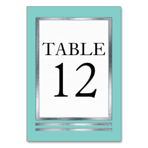 Numeração De Mesa Aqua Prata Branco Moderno Simples Elegante