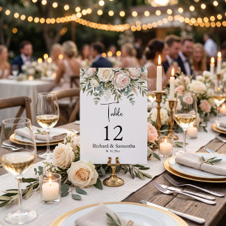 Numeração De Mesa Aquarela, banquete de noiva