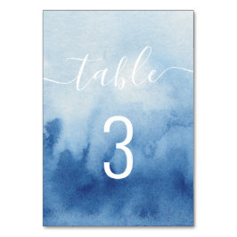 Numeração De Mesa Aquarela casamento azul náutico. Letra moderna