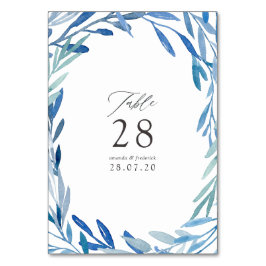 Numeração De Mesa Aquarela Casamento Folhas Índigo Marinho