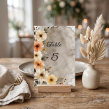 Aquarela Creme Laranja Cinza Floral Casamento de O