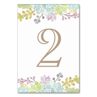 Numeração De Mesa Aquarela de Buquê Suculente | Número do quadro