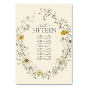 Numeração De Mesa Aquarela de Flores Silvestres Verão Outono