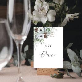 Numeração De Mesa Aquarela Elegantes Anêmonas de Inverno Flores Mesa