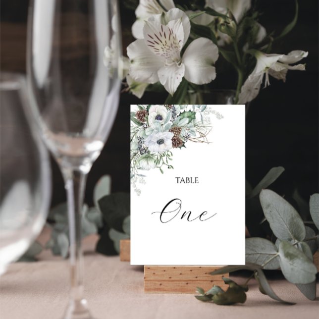 Numeração De Mesa Aquarela Elegantes Flores de Anêmona de Inverno Me (Criador carregado)