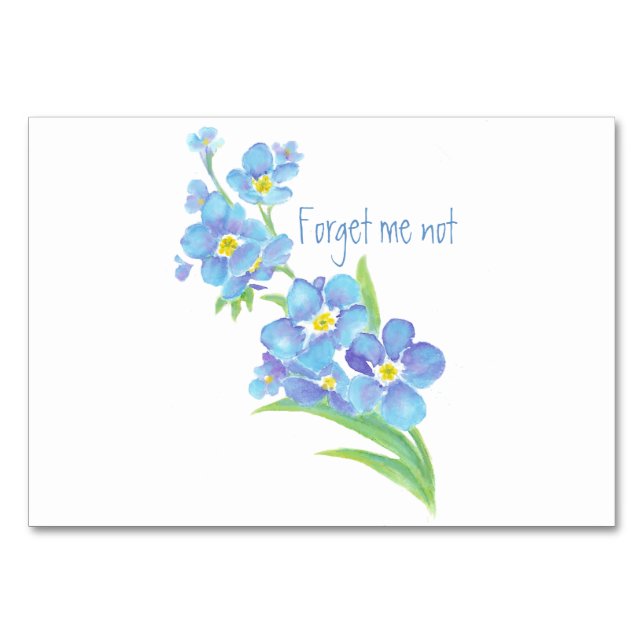 Numeração De Mesa Aquarela Esqueça-me, não flor, azul Bonito (Frente)