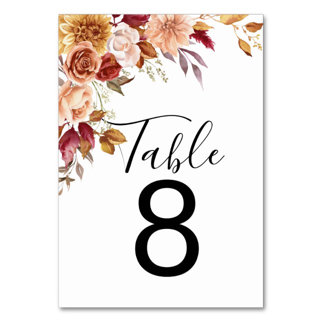 Numeração De Mesa aquarela floral casamento  (Frente)