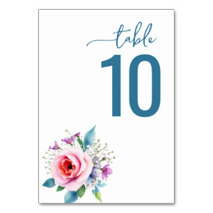 Numeração De Mesa Aquarela Floral Verde Calmo