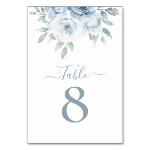 Numeração De Mesa aquarela flores azuis poeirentas número da mesa