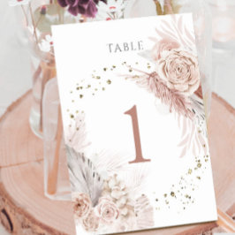 Numeração De Mesa aquarela flores boho Quadro Número 1