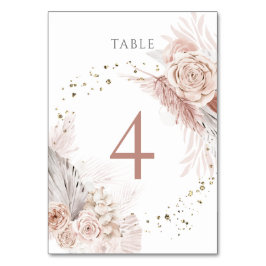 Numeração De Mesa aquarela flores boho Quadro Número 4
