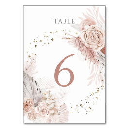 Numeração De Mesa aquarela flores boho Quadro Número 6