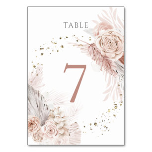 Numeração De Mesa aquarela flores boho Quadro Número 7