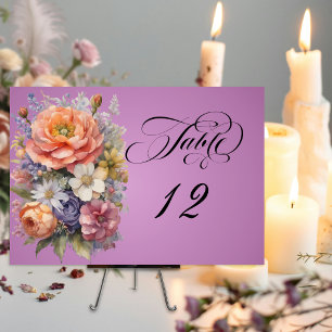 Numeração De Mesa Aquarela Flores Silvestres - Lavanda