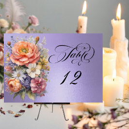 Numeração De Mesa Aquarela Flores Silvestres - Lilás Azul