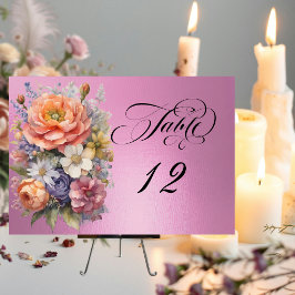 Numeração De Mesa Aquarela Flores Silvestres - Rosa