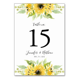 Numeração De Mesa Aquarela Girassóis   Casamento Personalizado
