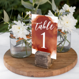 Numeração De Mesa Aquarela Laranja Queimada Moderna Simples