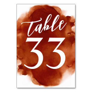 Numeração De Mesa Aquarela Laranja Queimada Moderna Simples