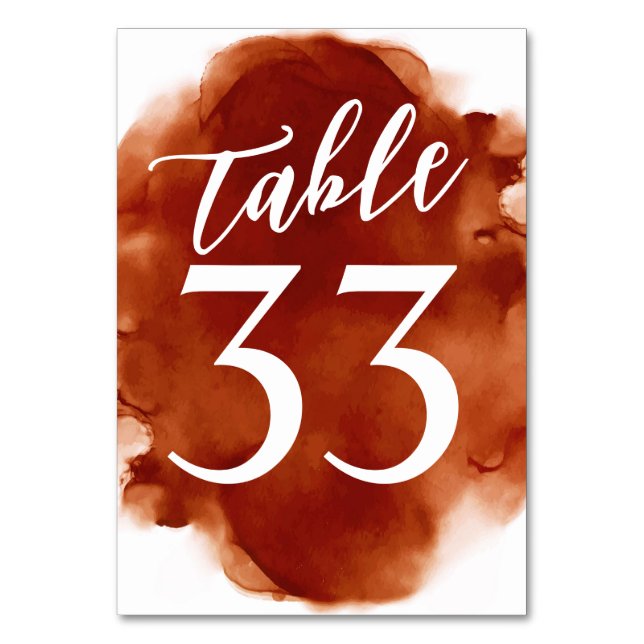 Numeração De Mesa Aquarela Laranja Queimada Moderna Simples (Frente)