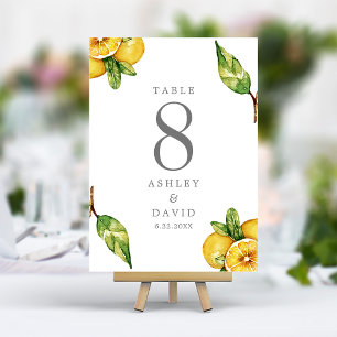 Numeração De Mesa Aquarela Limões Cítrico Moderno Limoncello Casamen