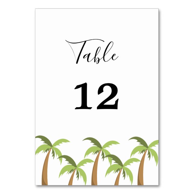 Numeração De Mesa Aquarela Moderna Praia de Verão (Frente)