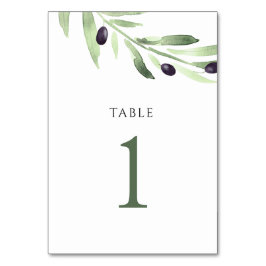 Numeração De Mesa aquarela oliveira verde Quadro número 1