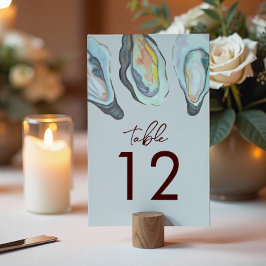 Numeração De Mesa Aquarela Ostra Costa Marinha Azul Casamento