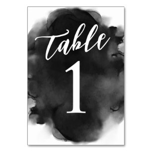Numeração De Mesa Aquarela Preta e Branca Moderna Simples