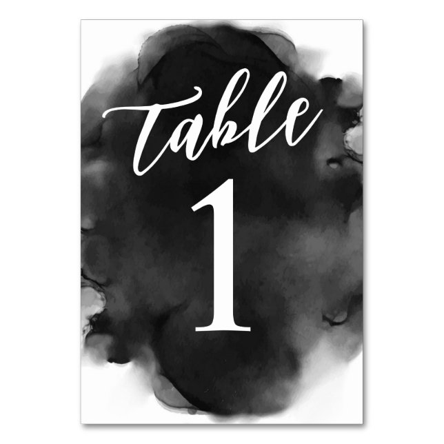 Numeração De Mesa Aquarela Preta e Branca Moderna Simples (Frente)