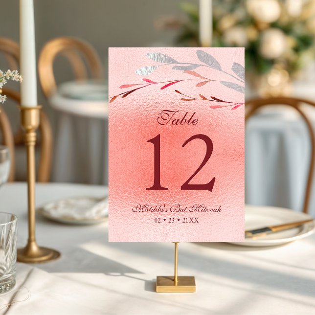 Numeração De Mesa Aquarela Suculenta Floral Botânica Bat Mitzvah (Criador carregado)