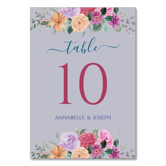 Numeração De Mesa aquarelas Florais Botânica Moderna Casamento (Frente)