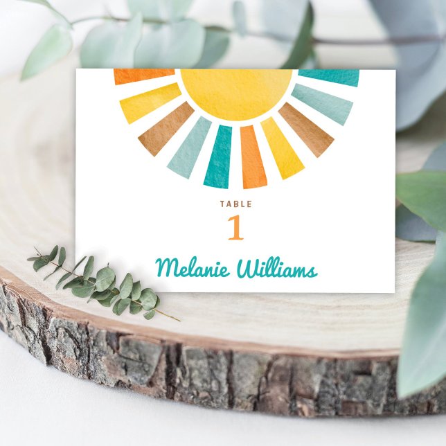 Numeração De Mesa Aqui vem o Filho Retro Sun Baby Boy Table Number (Criador carregado)