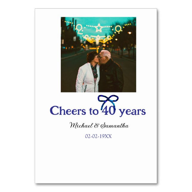 Numeração De Mesa Arco azul grita 40 anos de casamento (Frente)