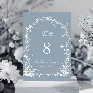 Numeração De Mesa Arco Botânico Romântico Jardim Casamento Azul Poei