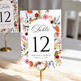 Numeração De Mesa Arco de Caspas de Flores Silvestres em Aquarela Co
