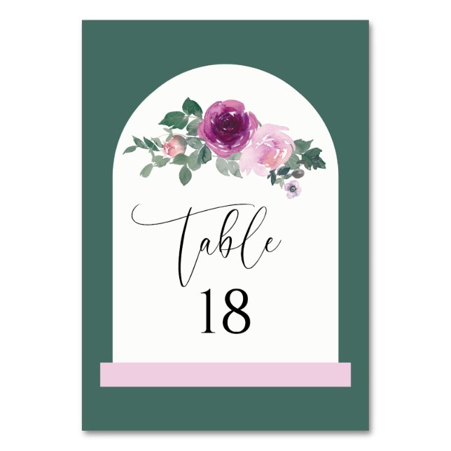 Numeração De Mesa Arco de Floral Magenta Rosa Marfim (Frente)
