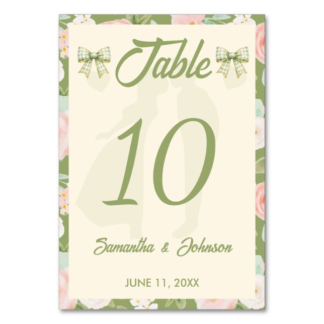 Numeração De Mesa Arco de Ginga Verde Flor Silvestre Casamento (Frente)
