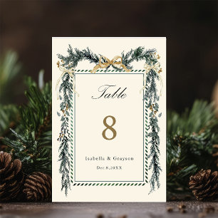 Numeração De Mesa Arco de Ouro e Grinalda de Verde Natal Ivory
