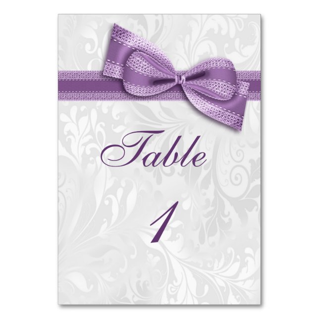 Numeração De Mesa Arco Falso Roxo e Damasko Branco (Frente)