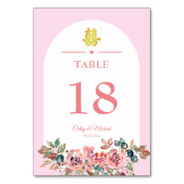 Numeração De Mesa Arco floral branco rosa Casamento chinês duplo xi