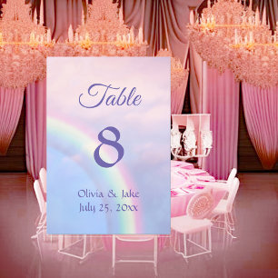 Numeração De Mesa Arco-íris de esperança - pastel, casamento