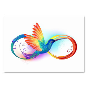 Numeração De Mesa Arco-íris Hummingbird com símbolo Infinito