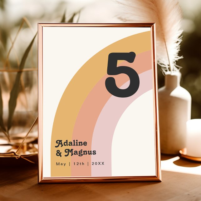 Numeração De Mesa Arco-Íris Moderno dos anos 70 | Número do quadro (Criador carregado)