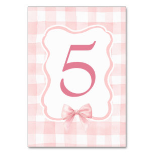 Numeração De Mesa Arco Rosa e Xadrez Rosa Fofo Vintage