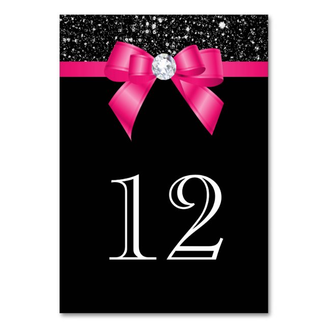 Numeração De Mesa Arco rosa-quente de sequências pretas (Frente)